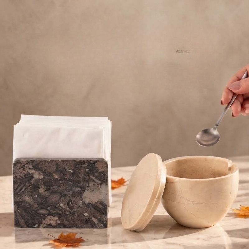 OCEANIC Napkin Holder with VERONA Salt Cellar with Spoon