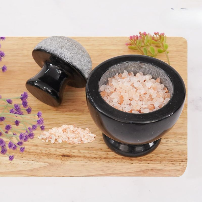 Marble Mortar and Pestle Set 4.5" Inch Herb & Spice Grinder for Kitchen Accessories - Spice Grinder Manual, Pestle and Mortar Bowl