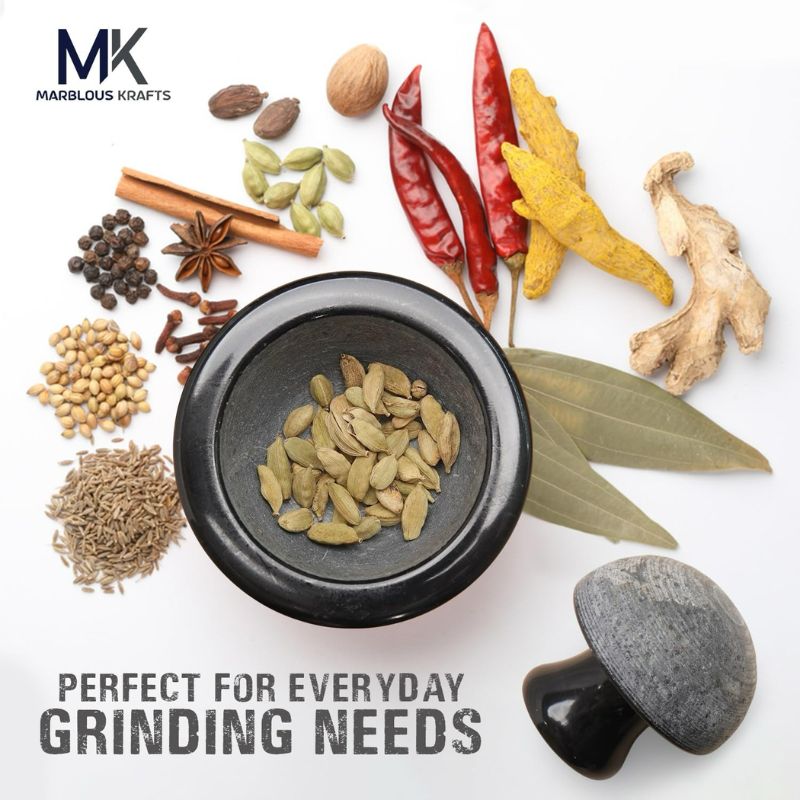 Marble Mortar and Pestle Set 4.5" Inch Herb & Spice Grinder for Kitchen Accessories - Spice Grinder Manual, Pestle and Mortar Bowl