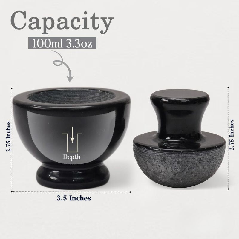 Marble Mortar and Pestle Set 4.5" Inch Herb & Spice Grinder for Kitchen Accessories - Spice Grinder Manual, Pestle and Mortar Bowl