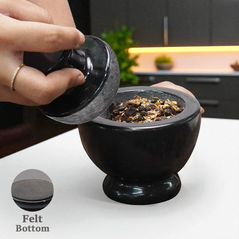 Marble Mortar and Pestle Set 4.5" Inch Herb & Spice Grinder for Kitchen Accessories - Spice Grinder Manual, Pestle and Mortar Bowl