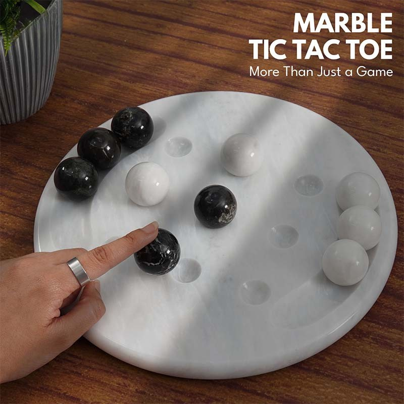 Marble Tic Tac Toe Game Set 10 Inch Coffee Table & Home Decor
