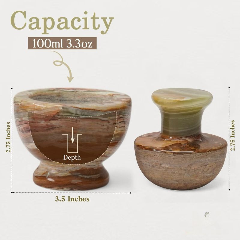 Marble Mortar and Pestle Set 4.5" Inch Herb & Spice Grinder for Kitchen Accessories - Spice Grinder Manual, Pestle and Mortar Bowl