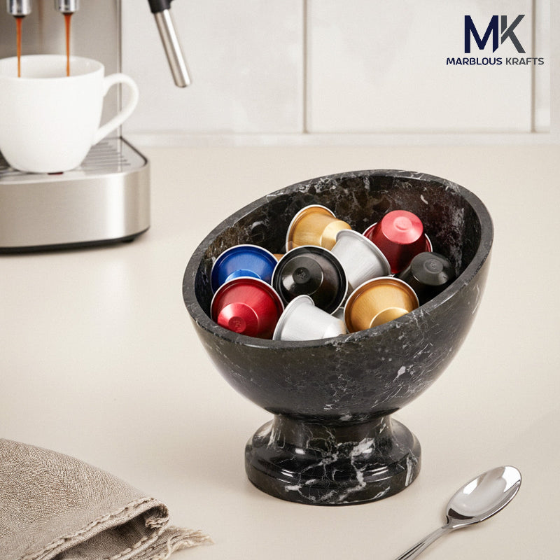 Marble Coffee Pod Holder K Cup Organizer for Coffee Station Decor, Multi-Use Kitchen Bowl for Nuts, Snacks & Chocolates