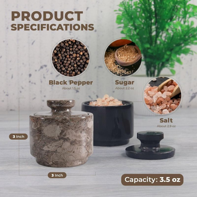Salt Cellar 3" Inch  Salt & Pepper Storage Container for Kitchen Table Decor - Candy Jar
