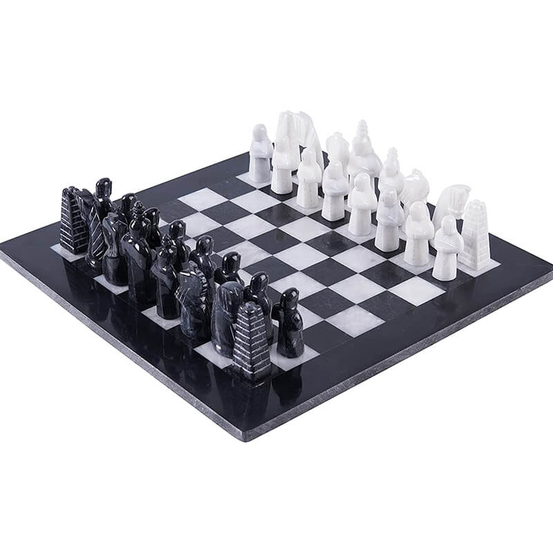 Black and White Antique 15 Inches Premium Quality Marble Chess Set