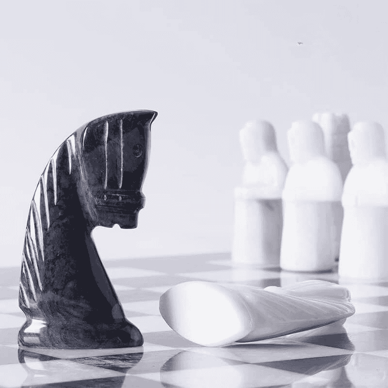 Black and White Antique 15 Inches Premium Quality Marble Chess Set