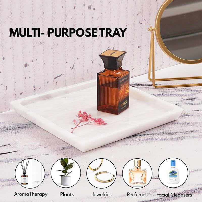 Fancy Marble Fascinated Square Tray - Perfume Tray