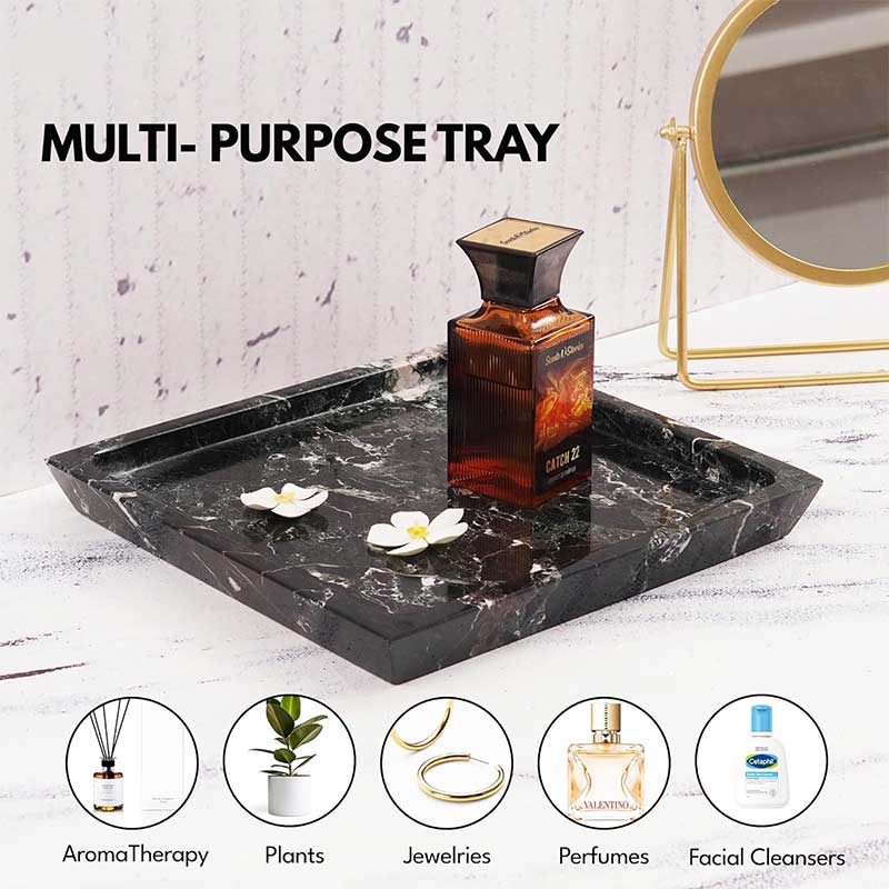 Fancy Marble Fascinated Square Tray - Perfume Tray