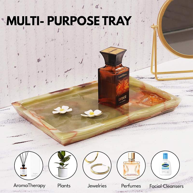 Fancy Natural Marble Rectangular Tray - Serving Tray