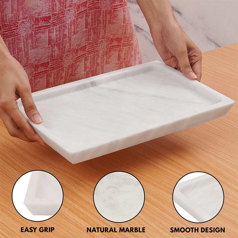 Fancy Natural Marble Rectangular Tray - Serving Tray