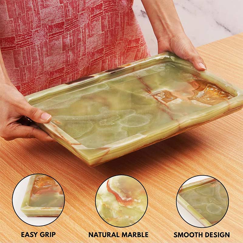 Fancy Natural Marble Rectangular Tray - Serving Tray