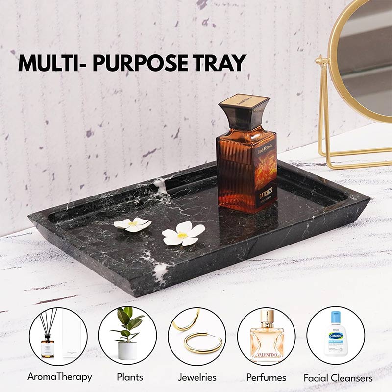 Fancy Natural Marble Rectangular Tray - Serving Tray