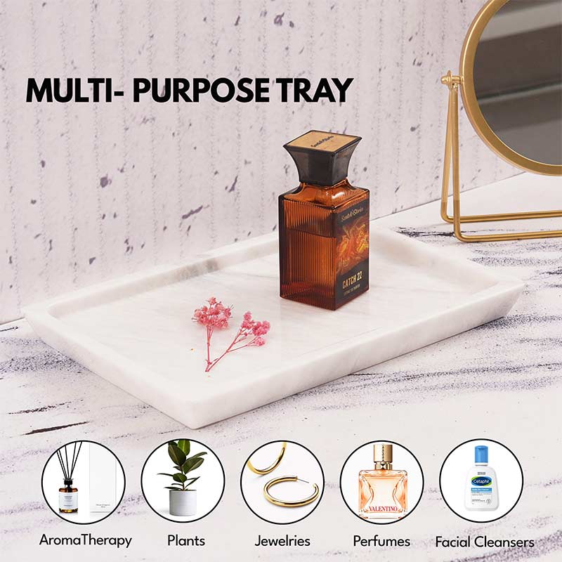 Fancy Natural Marble Rectangular Tray - Serving Tray