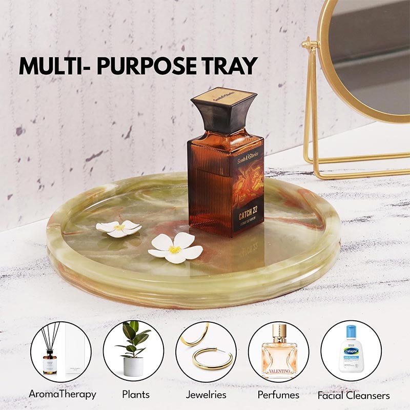 Fancy Natural Marble Round Tray - Serving Tray