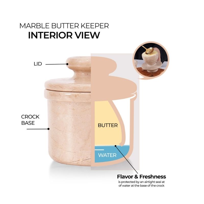 Marble Butter Keeper 4" Verona Butter Dish for Countertop Storage Butter Container kitchen tool