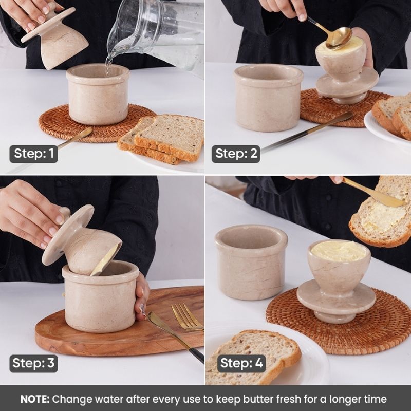 Marble Butter Keeper 4" Verona Butter Dish for Countertop Storage Butter Container kitchen tool