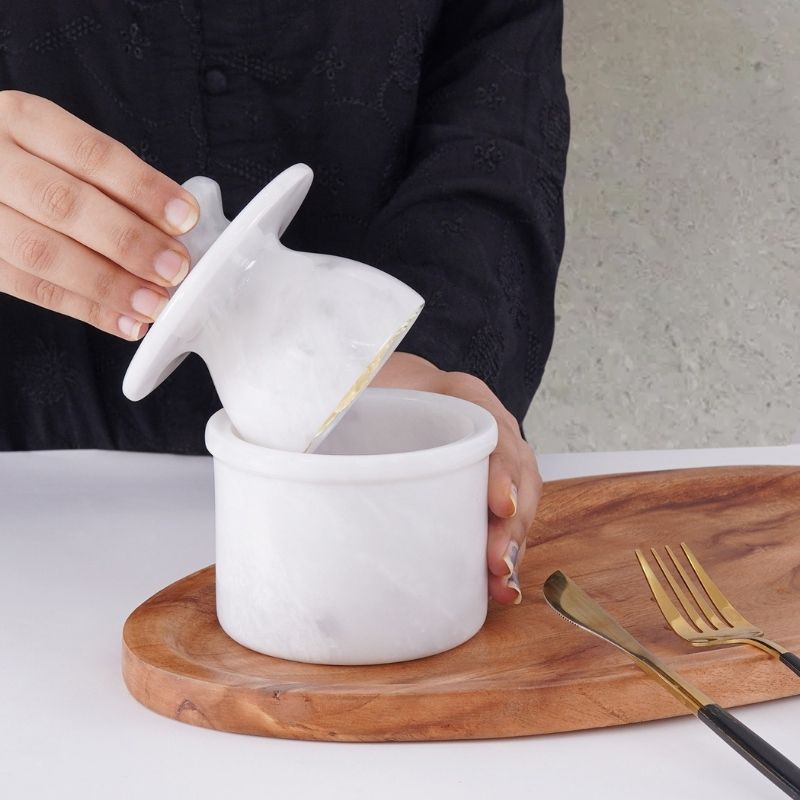 Marble Butter Keeper 4" White Onyz French Butter holder Home and Kitchen Decor for Countertop