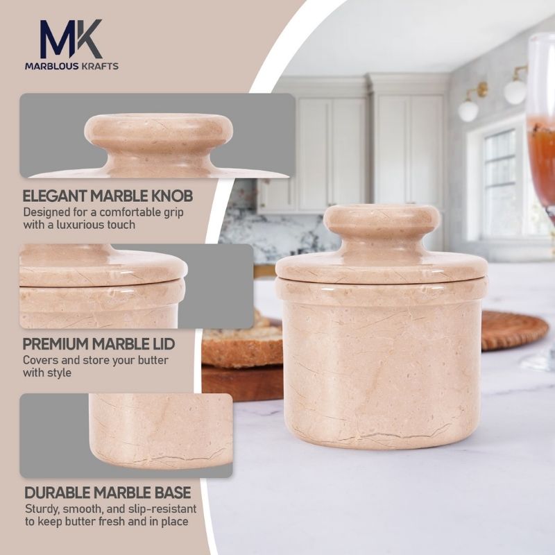 Marble Butter Keeper 4" Verona Butter Dish for Countertop Storage Butter Container kitchen tool