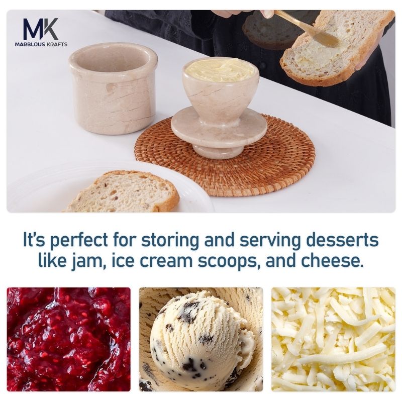 Marble Butter Keeper 4" Verona Butter Dish for Countertop Storage Butter Container kitchen tool