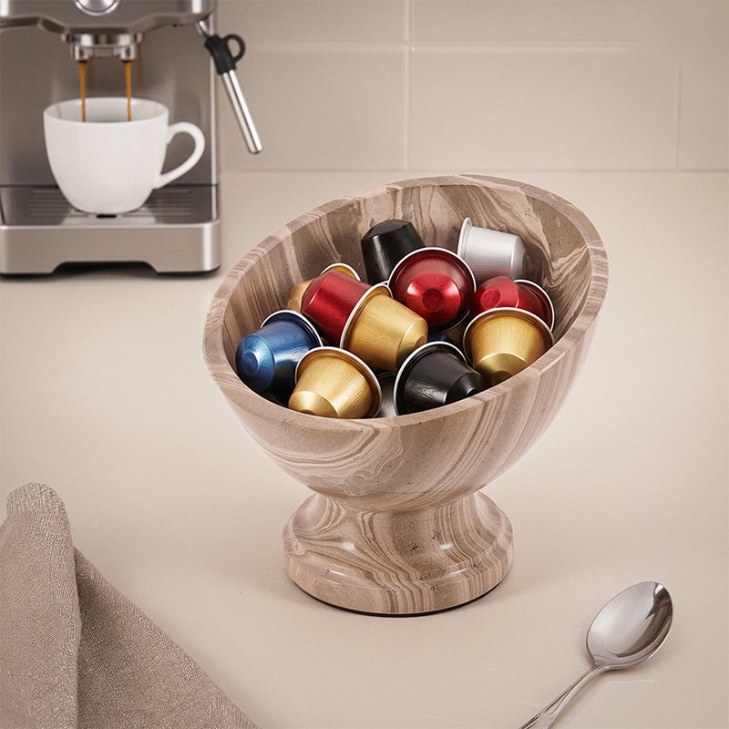 Marble Coffee Pod Holder K Cup Organizer for Coffee Station Decor, Multi-Use Kitchen Bowl for Nuts, Snacks & Chocolates