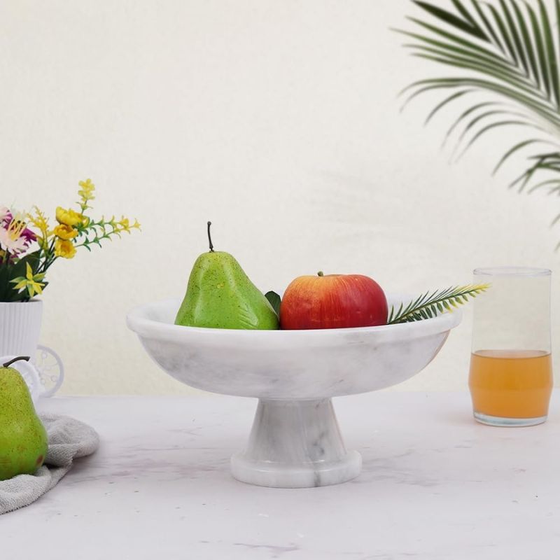 Marble Fruit Bowl Black 10"x5" Inch Design A