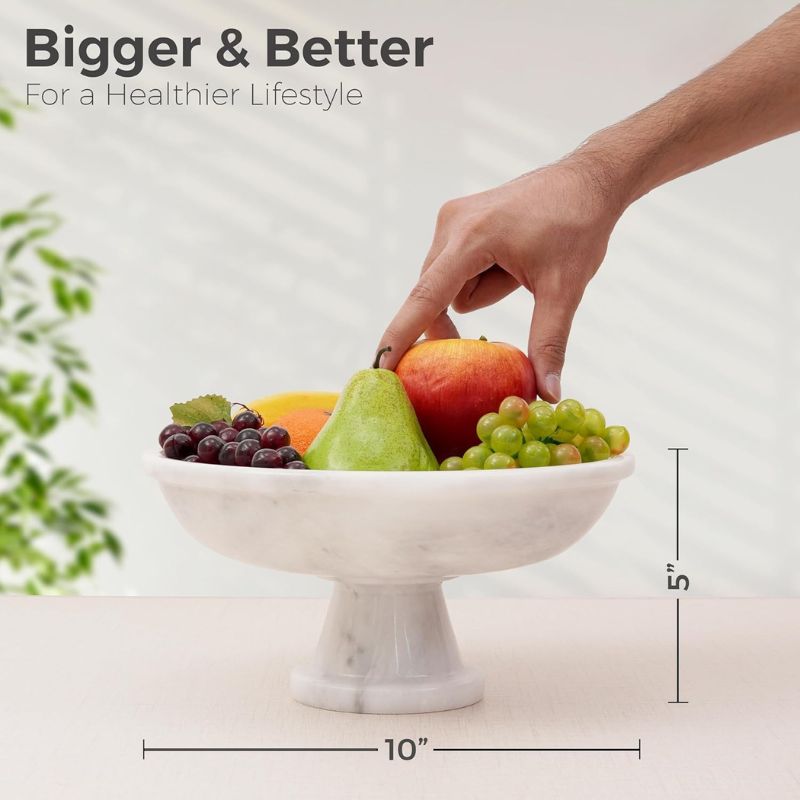 Marble Fruit Bowl Black 10"x5" Inch Design A
