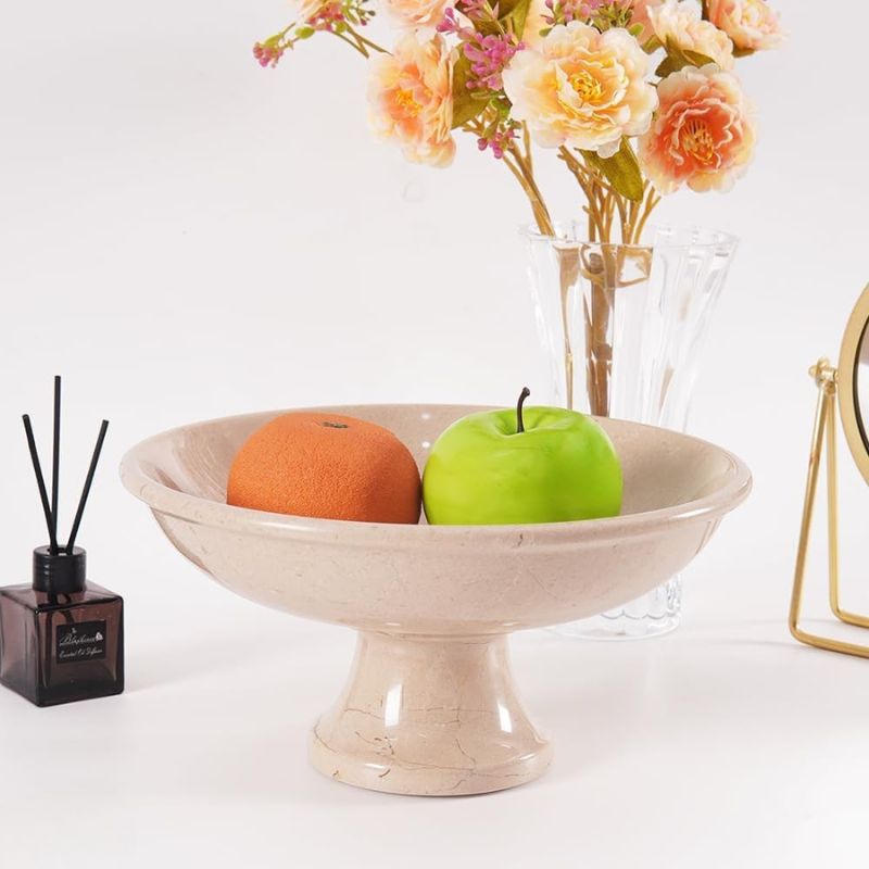 Marble Fruit Bowl Black 10"x5" Inch Design A