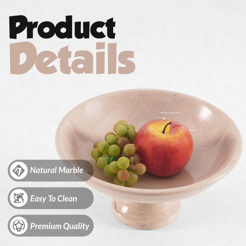Marble Fruit Bowl Black 10"x5" Inch Design A