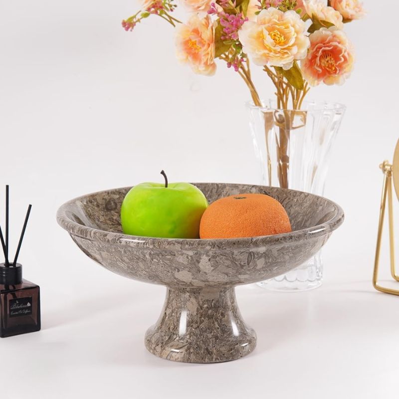 Marble Fruit Bowl Black 10"x5" Inch Design A