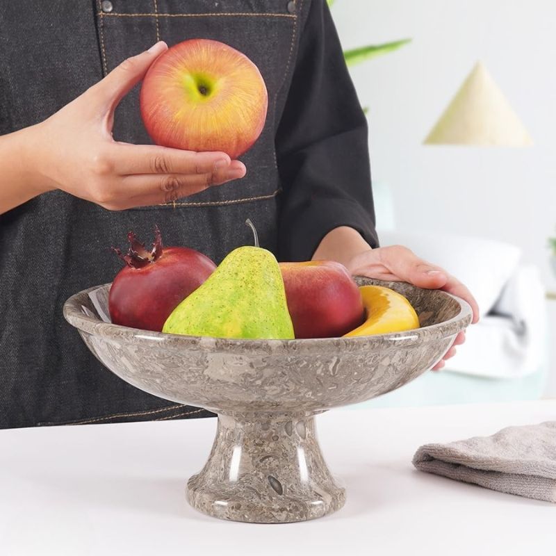 Marble Fruit Bowl Black 10"x5" Inch Design A