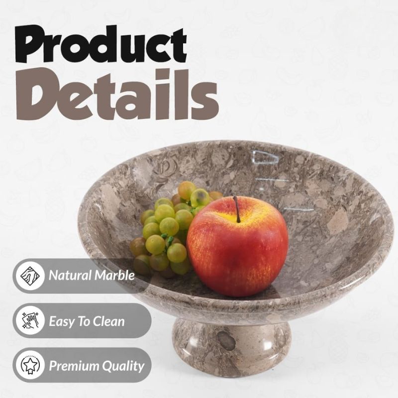 Marble Fruit Bowl Black 10"x5" Inch Design A