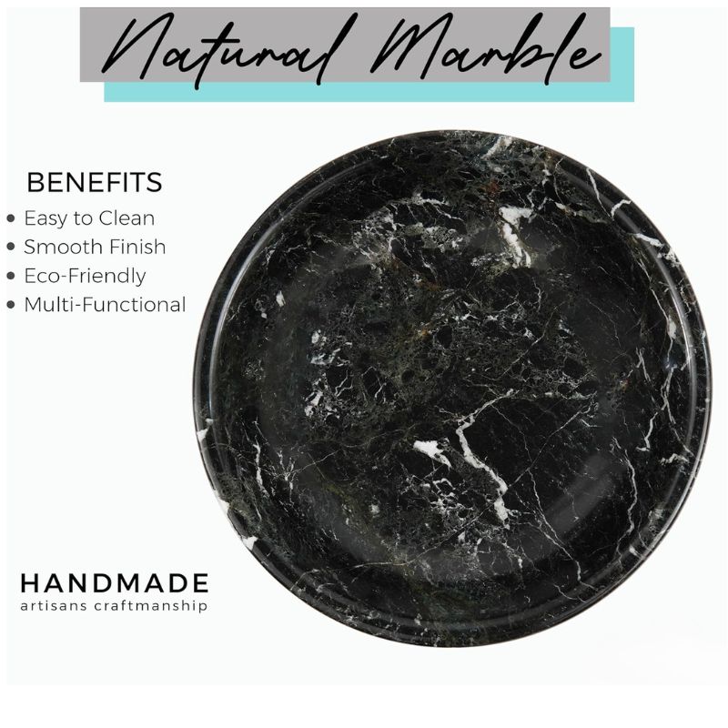 Marble Fruit Bowl Black 10"x5" Inch Design A