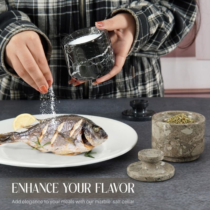 Salt Cellar 3" Inch  Salt & Pepper Storage Container for Kitchen Table Decor - Candy Jar