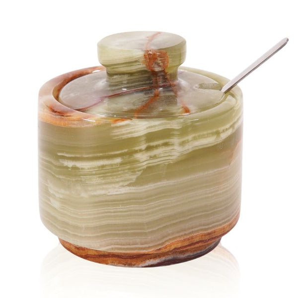 Marble Salt Cellar with Lid and Spoon 3'' Brown Sugar Keeper Kitchen Table -  celtic & garlic salt For Bowl