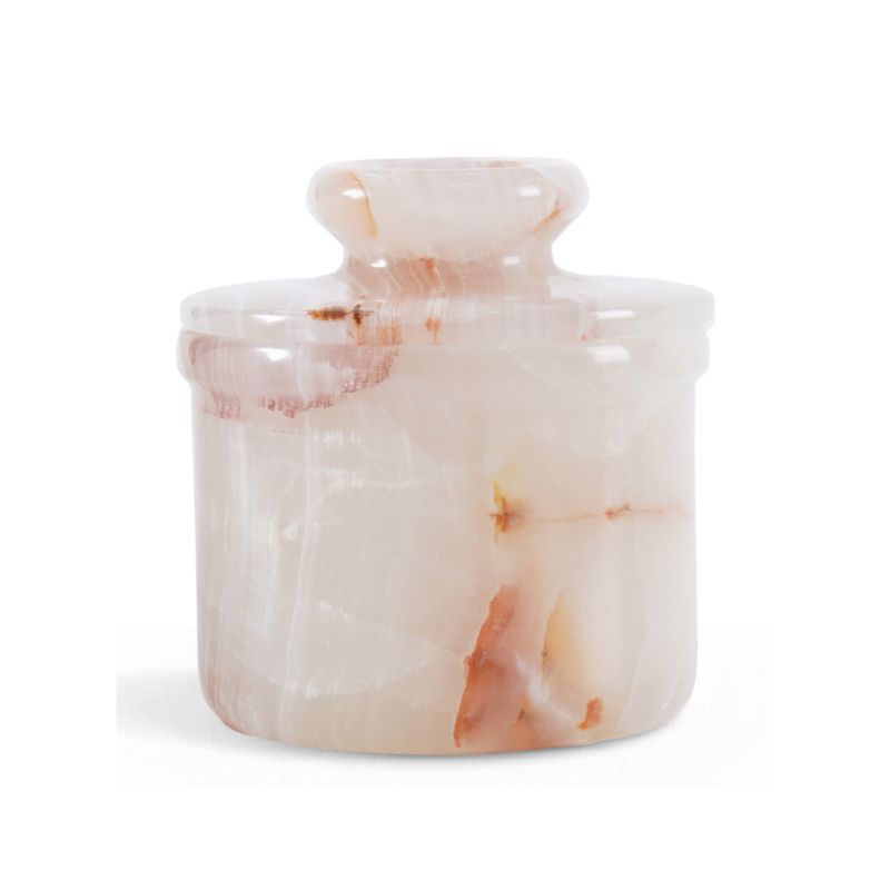 Marble Butter Keeper 4" White Onyz French Butter holder Home and Kitchen Decor for Countertop