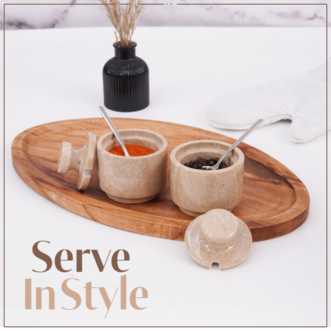 Marble Salt Cellar with Lid and Spoon 3'' Inch Verona Garlic Salt & Sugar Dispenser Home Décor - Coffee Container