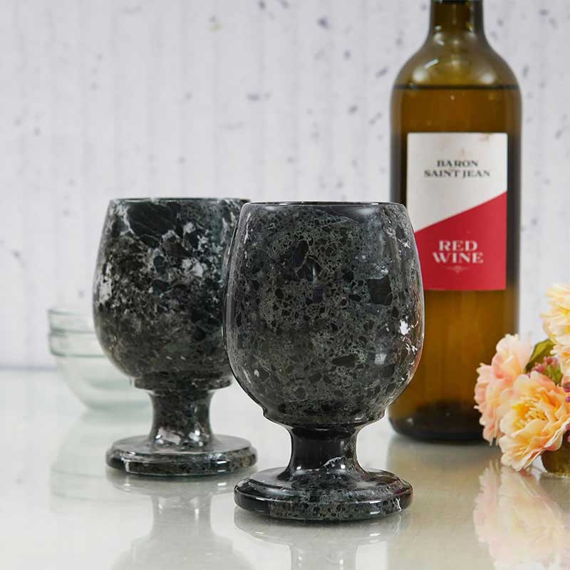 Marble Wine Glasses 5'' Drinkware For Red and White Wine For Wine Party - Champagne & Cocktail Glasses