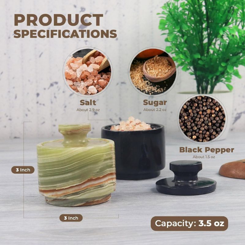 Salt Cellar 3" Inch  Salt & Pepper Storage Container for Kitchen Table Decor - Candy Jar