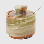 Marble Salt Cellar with Lid and Spoon 3'' Brown Sugar Keeper Kitchen Table -  celtic & garlic salt For Bowl