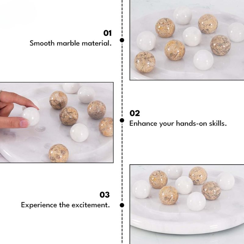 Benefits of playing marble Tic Tac Toe game set with coral and white marble balls