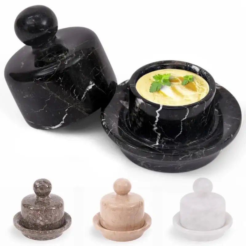 Black Marble Butter Dish with Lid - Handcrafted Butter Keeper by Marblouskrafts