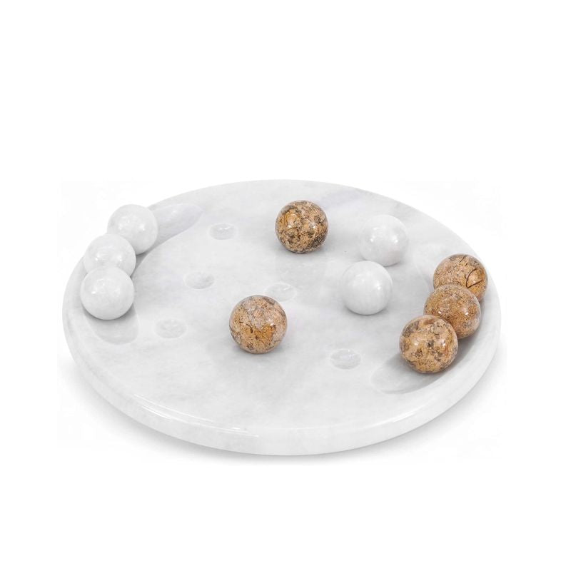 Coral and white marble Tic Tac Toe game set on plain background