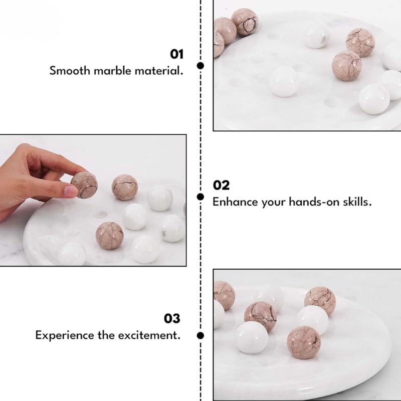 Feature image showing marinara and white marble Tic Tac Toe gameplay steps