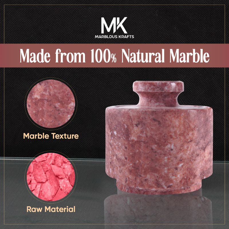 Red marble salt cellar with natural texture and raw material