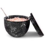 Marble Salt Cellar with Lid and Spoon — Handcrafted Natural Stone Salt Keeper for Kitchen & Dining Table