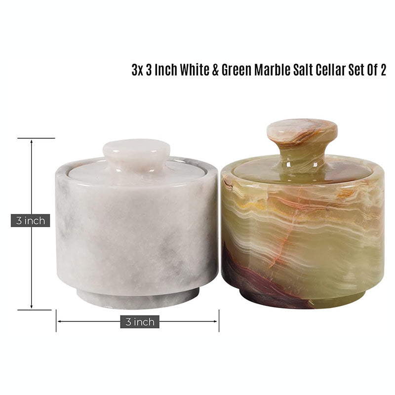 Natural Marble Salt Cellar with Lid Set of 2 - kitchen Decor