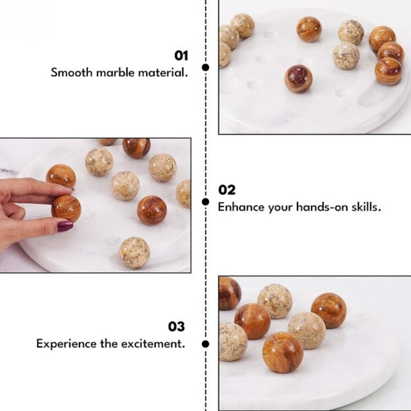 Tic Tac Toe game set with red and coral marble balls – smooth marble material and enhanced skills