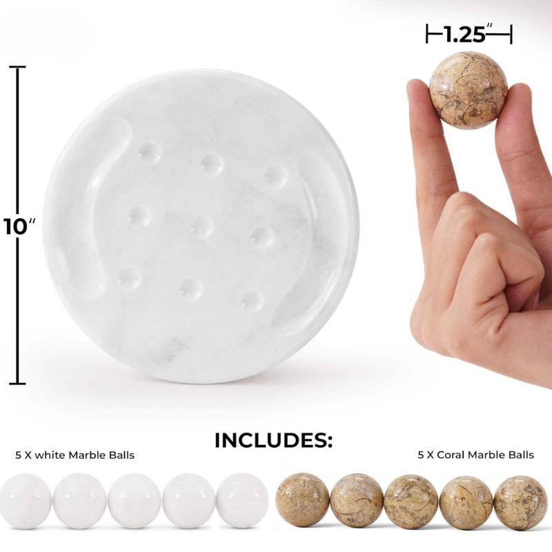 What’s included in white and coral marble Tic Tac Toe game set