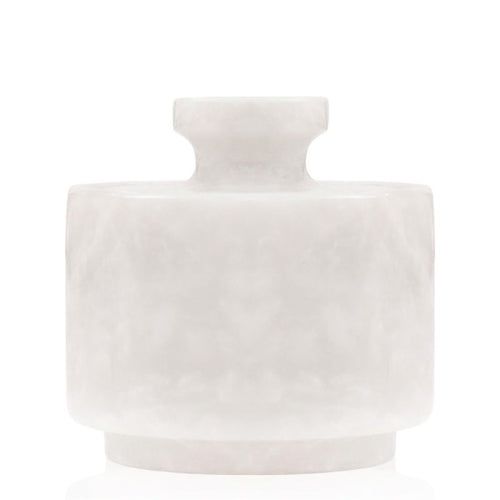 White marble salt cellar container with lid – 3 inch round design